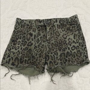 Kut from the Kloth Brown and Black Jean Shorts Distressed Frayed Hem